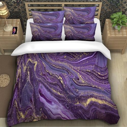 Housse de couette fermeture éclair violette microfibre douce lit King 220x240 - 5