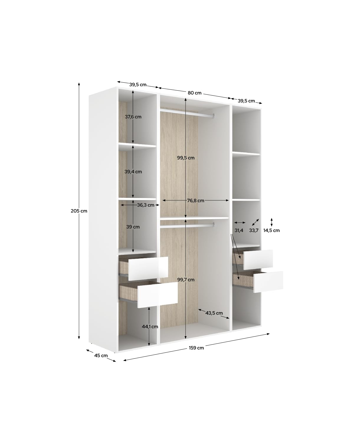 DEKIT Grupo RIMOBEL-Conjunto Armario-VESTIDOR con Trasera Reversible
