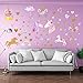 Pegatinas de pared de unicornio para niñas niños dormitorio, Qkurt Etiqueta casera...