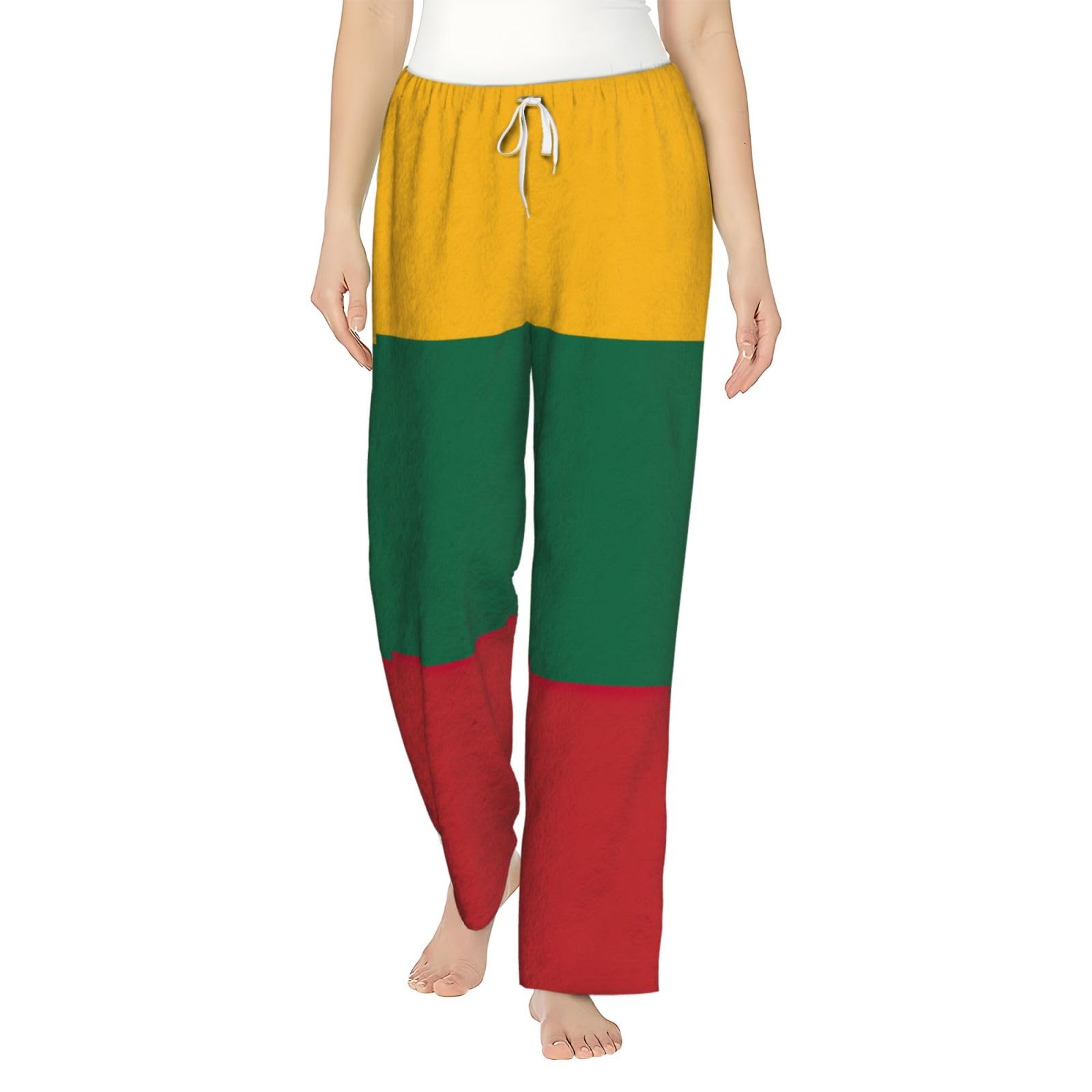 Flanell-Pyjamahose für Damen, Motiv: Flagge von Litauen, warm, bequem, für Urlaub, Weihnachten