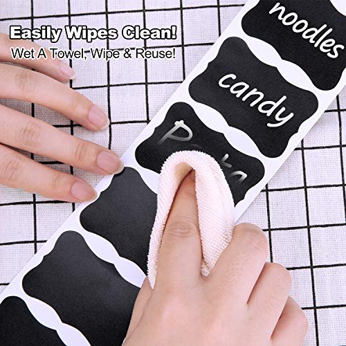 Chalkboard Labels, Joyoldelf 150Pcs Waterproof Reusable Blackboard Stickers Kit for Kitchen Organize with 1 White Chalk Pen, Removable Label Sticker to Decorate Your Pantry Storage Office (Lace)