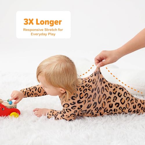Image of Baby One-Piece Footies Long Sleeve Rompers 2-Way Zipper, Viscose from Bamboo Baby Bodysuit Clothes for Boys Girls