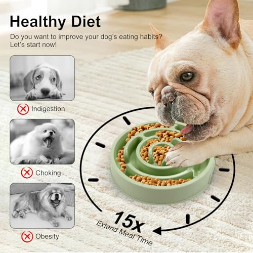 Slow Feeder Dog Bowls, Silicone Dog Bowl with Anti-Slip, Slow Feeder & Non-Slip Design, Boredom and Anxiety Reducer, Suitable for All Breed Dogs and Cat (Green) - Image 4