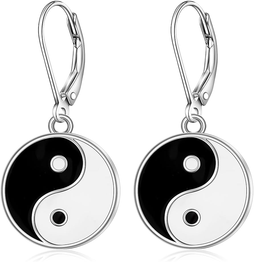 Yin Yang Earrings for Women Sterling Silver Yin Yang Earrings Dangle Jewelry Gifts for Birthday Leverback