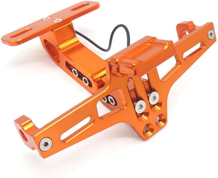 Motorcycle Modified Airplane License Plate Frame for Yamaha MT-07, Adjustable Aluminium Alloy License Plate Frame Accessories, Orange