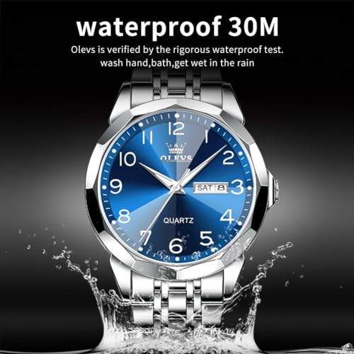 Image of OLEVS Watch for Men Luxury Dress Analog Quartz Stainless Steel Waterproof Luminous Date Business Two Tone Casual Wrist Watch
