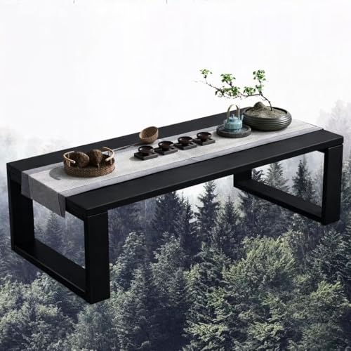 Image of Foldable Japanese Floor Tea Table Minimalist Low Height Wooden Coffee Table Zen Style Solid Wood Living Room Bedroom Hall Garden Table (Black, 70 x 40 x 30)