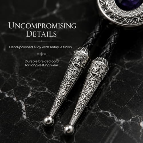 Image of Western Bolo Tie Cowboy Bolo Ties Rhinestone Necklace Bola Tie for Men Women