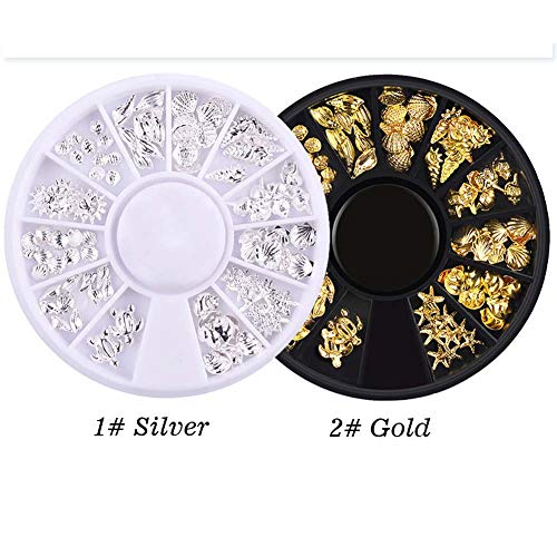 Lookathot 1 Disc 12 Styles 3D Mixed Design Nail Art Stickers Decals Metallic Silver Marine Life Shell Star Sea Studs Rhinestones Accessories Manicure Diy Decoration Tools #TOP1