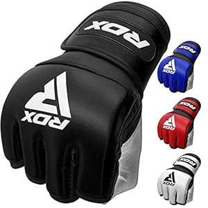 RDX MMA Gloves for Martial Arts Grappling Training, D. Cut Open Palm Maya Hide Leather Sparring Mitts, Good for Muay Thai, Kickboxing, Cage Fighting, Combat Sports and Punching Bag