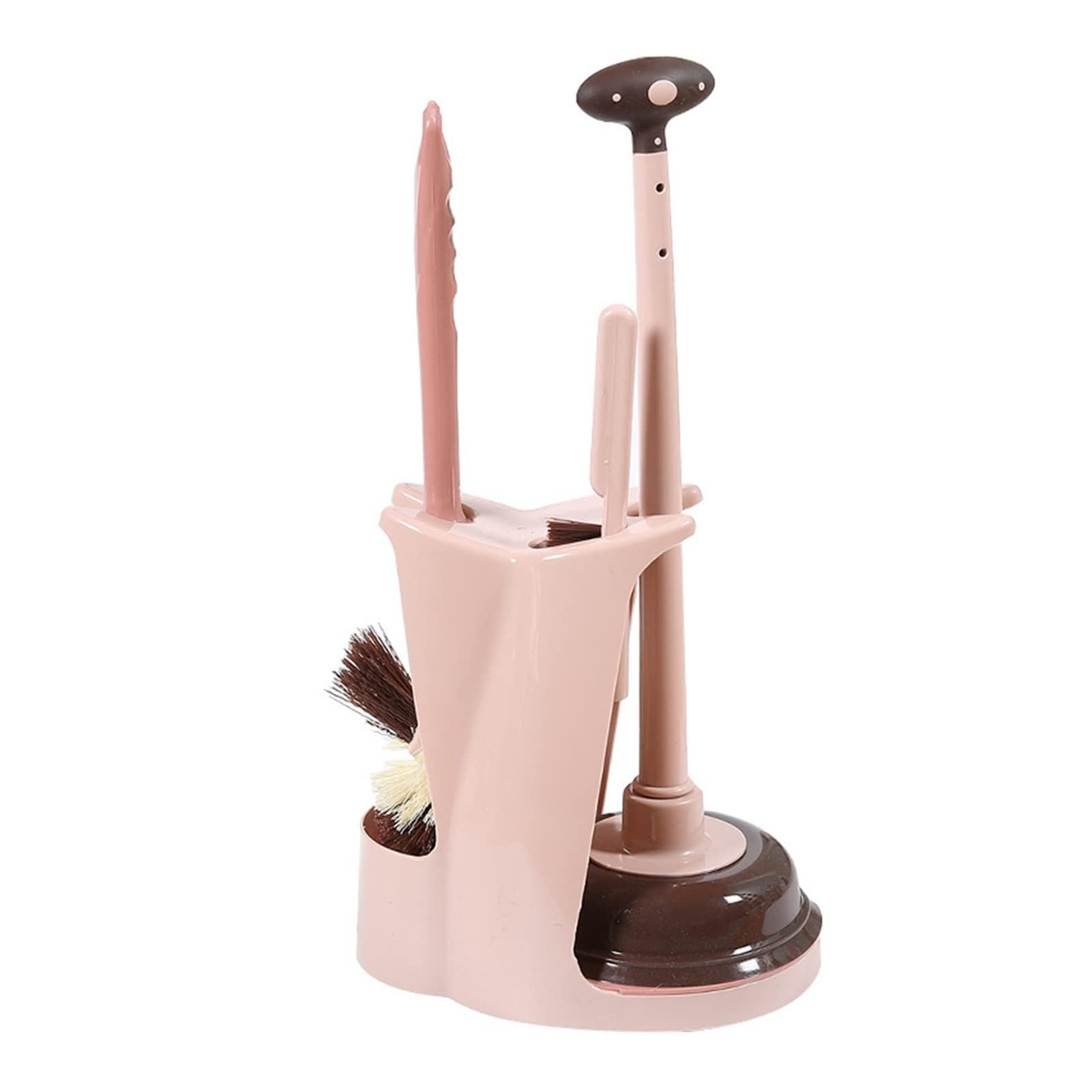 Vzgqhmtr Pink 3-In-1 Toilet Brush Plunger, Cleaning Tool