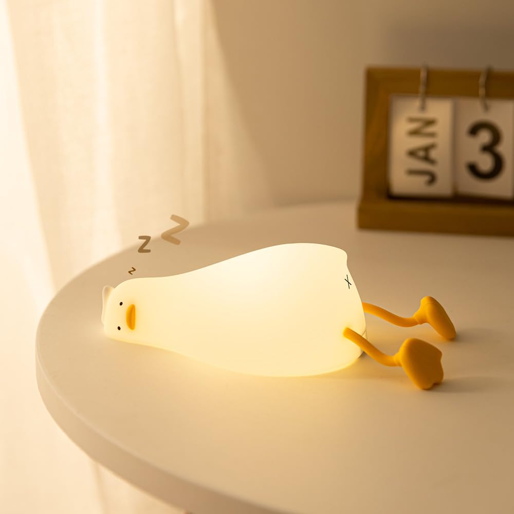 Jmg-Myratts Duck Night Light For Kids, Cute Soft Silicone Lying Flat Lamp, Dimmable Timer Nursery Portable Kawaii Lamps, Bedside Lamp For Baby Toddler Adult[Energy Class G] (Duck)