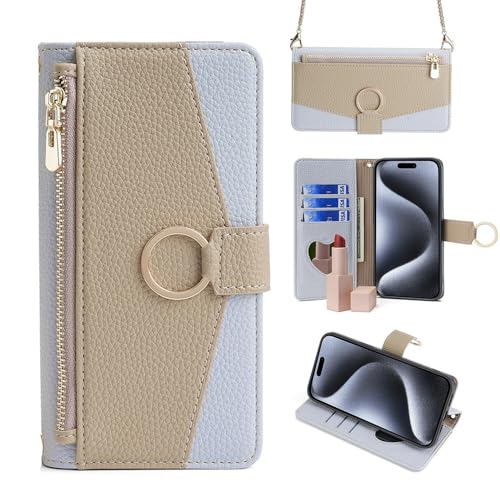 Étui portefeuille Samsung Galaxy A55 5G bleu fermeture éclair