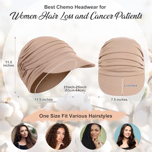 Image of 6 Pcs Chemo Cancer Hat for Women Breathable Bamboo Newsboy Baseball Cap Soft Headwear for Cancer Patient Hair Loss