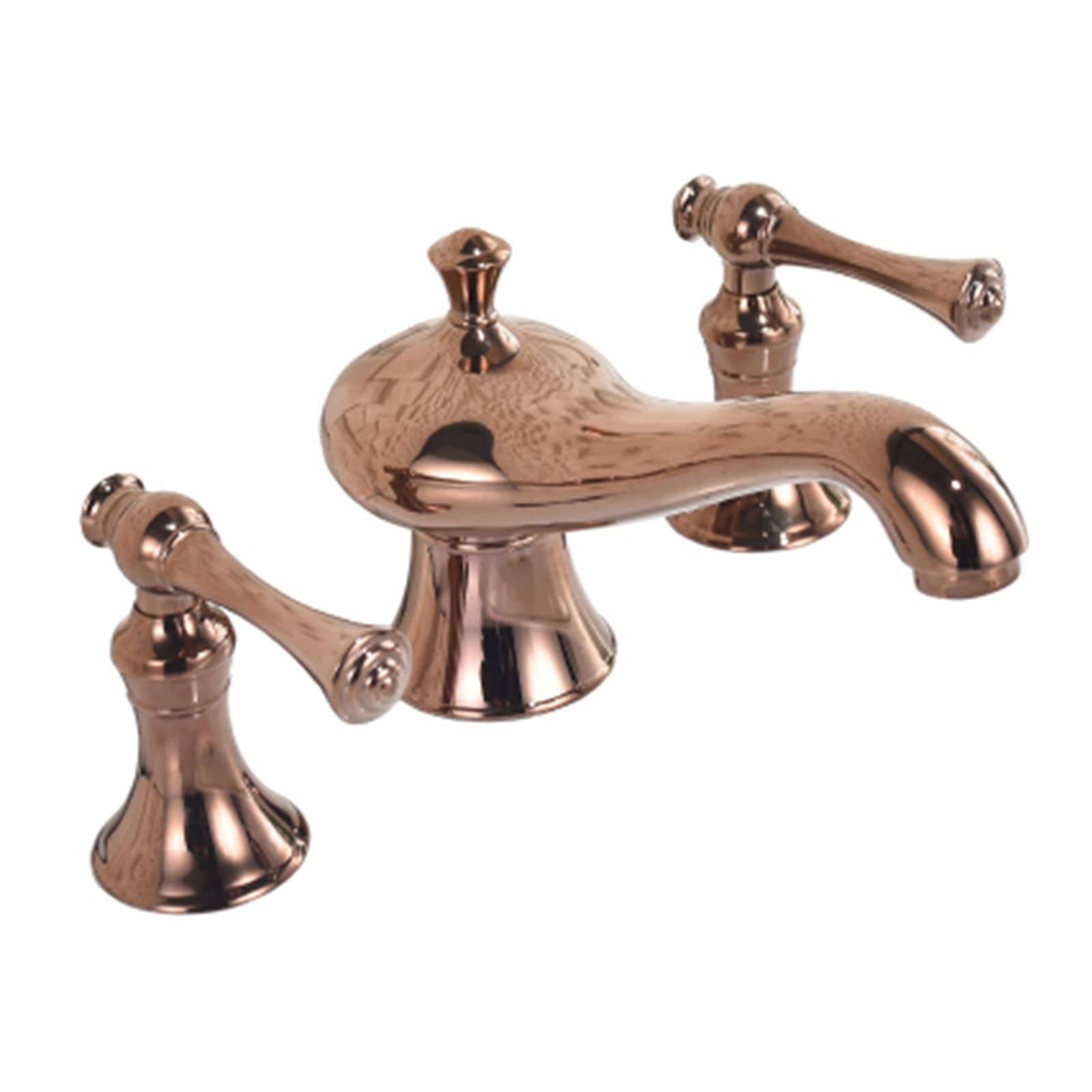 Robinet de lavabo 3 trous en laiton or rose anti-corrosion pour vasque