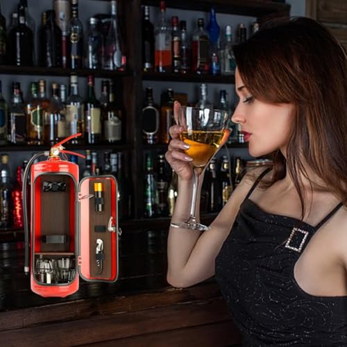 Fire Extinguisher Mini Bar Wine Cooler Creative Fire Extinguisher Shape Wine Storage System, Liquor Wine Storage Boxes, Gift for Whiskey Lovers for Men (C)