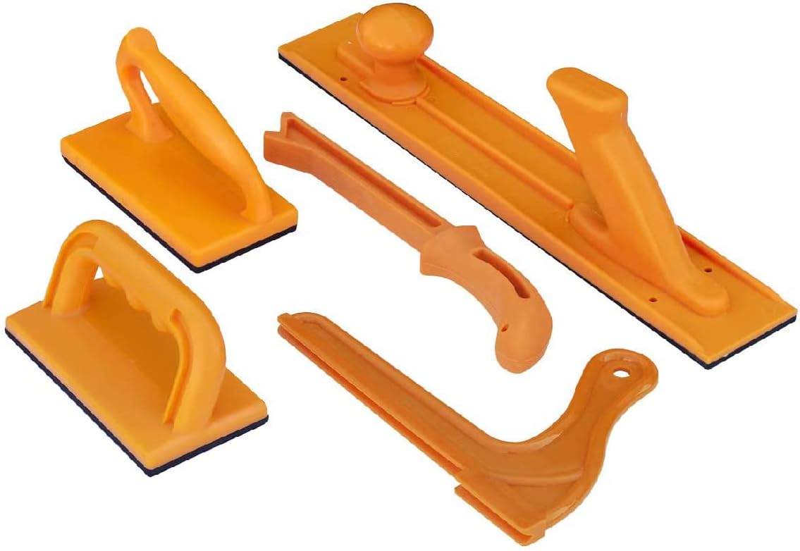 POWERTEC Push Block and Push Stick Set Fits Table Saws, Router Tables, Band Saws & Jointers, Dual Ergonomic Handles w/Max Grip, Wood Pusher Reduces Kickback & Increases Safety. 5PK (71009V)