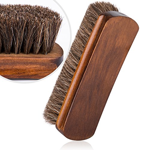 6.7" Horsehair Shoe Shine Brushes with Horse Hair Bristle for Boots Shoes 2 Pack