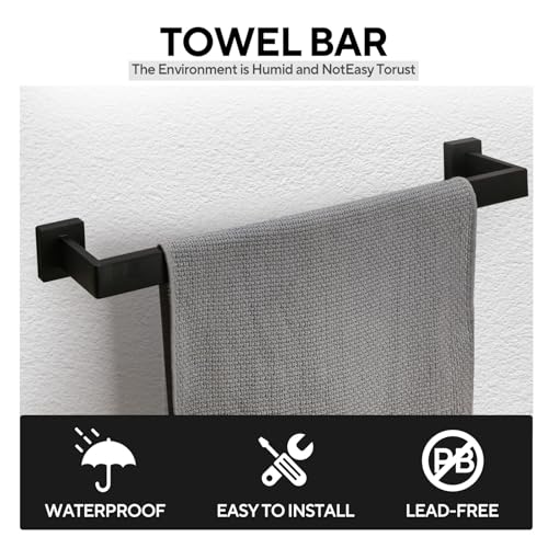 Foto de Juego de accesorios de baño de 15 piezas de 23.6 pulgadas, juego de accesorios de baño de acero inoxidable negro, kit de barra de toalla de baño (imagen 4)