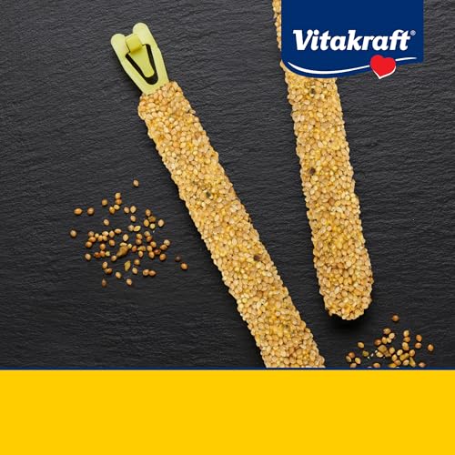 Image of Vitakraft Crunch Sticks Parakeet Treats Golden Honey Flavor - Triple-Baked Snack with Vitamins A D3 E Riboflavin and B12 - Natural Wood Chew Center and Cage Clip Holder - Engaging 2 Stick Pack