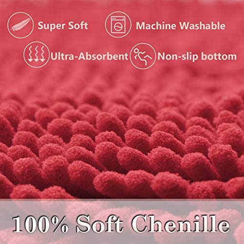Image of Red Bathroom Rugs Non Slip Thick Bath Mat Sets 3 Piece, Thickened Bath Mats for Bathroom,Bath Rugs Quick Dry Machine Washable for Shower Mat-Rugs for Living Room-Christmas Decorations Bthroom Set