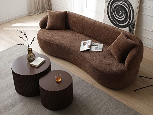 kevinplus 86.6'' Curved Sofa Couch for Living Room, Modern Boucle