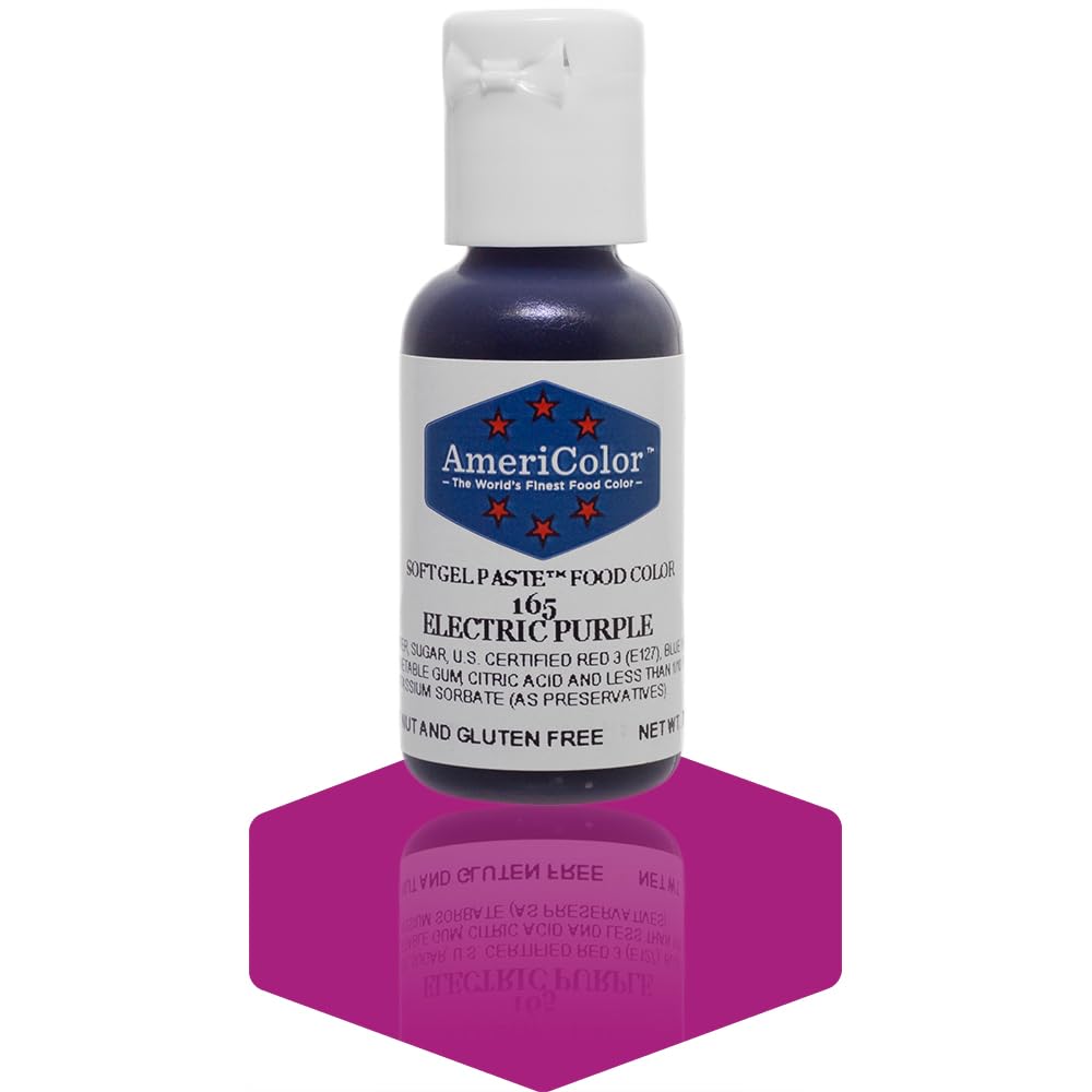 AmeriColorElectric Purple, 0.75 Ounce Bottle, Soft Gel Paste Food Color