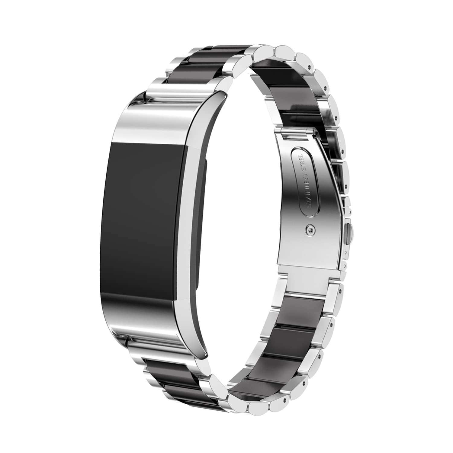 Gheper Metal Watchband Compatible with Fitbit Charge 2 Quick Easy Fit Stainless Steel Wristband Strap Replacement for Charge 2 Smartwatch Accessory