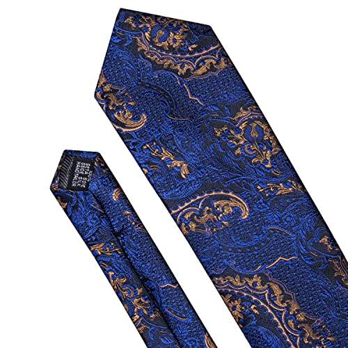 Image of YOHOWA Mens Ties Set Wedding Paisley Neckties with Handkerchief Cufflinks Formal Business