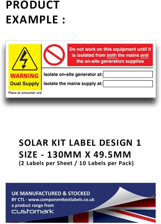 Solar PV System Installation Warning Label Set, A4 Sheet - Image 5