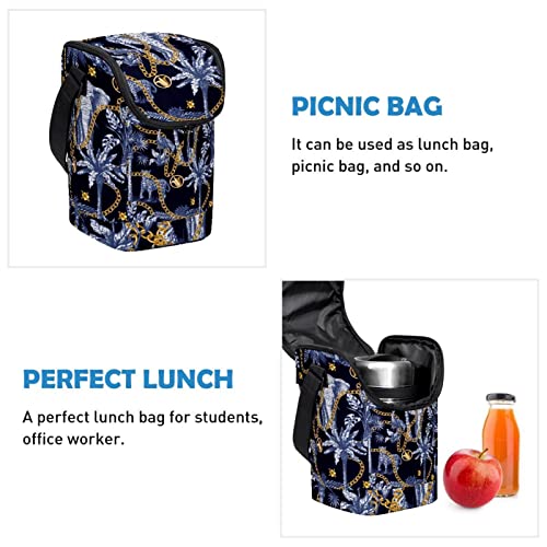 Lonchera pequeña reutilizable para hombres con estampado animal de leopardo 3