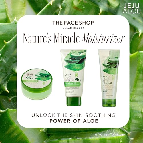 The Face Shop 8806182552342 Jeju Aloe Soothing Gel | Multi-Use Moisturizing & Soothing Gel For Face, Body & Sun Burn Care | 95% Aloe Vera Extract thumb #6
