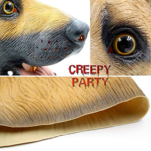 CreepyParty Halloween Kostüm Party Tierkopf Latex Maske Deutscher Schäferhund