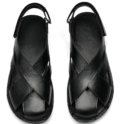 Men's Genuine Leather Sandals - Breathable Lightweight Design Summer Casual Flat Shoes for Driving Walking Beach2