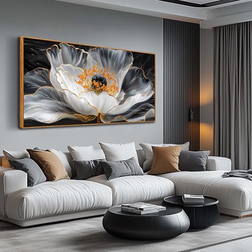 Image of AOZEMI White Wall Art Floral Wall Pictures for Office