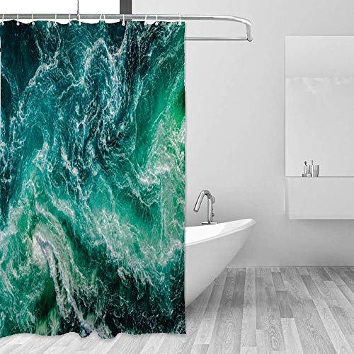 Rideau de douche imperméable en polyester avec crochets déco pour baignoire 168x183cm - 5