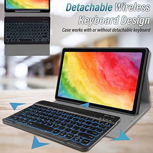 REAL-EAGLE Galaxy Tab A 10.1 2019 Backlit Keyboard Case SM-T510 SM-T515, Leather Case with 7 Colors Backlight Detachable Wireless Keyboard for Samsung Tab A 10.1 2019 (Galaxy Tab A 10.1 2019, Black)