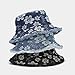 Quanhaigou Frayed Flower Unisex Sun Hats, Fashion Beach Bucket Hat for Men Women,Summer Outdoor Boy's Girls Boonie Cap (Denim Floral D.Blue)