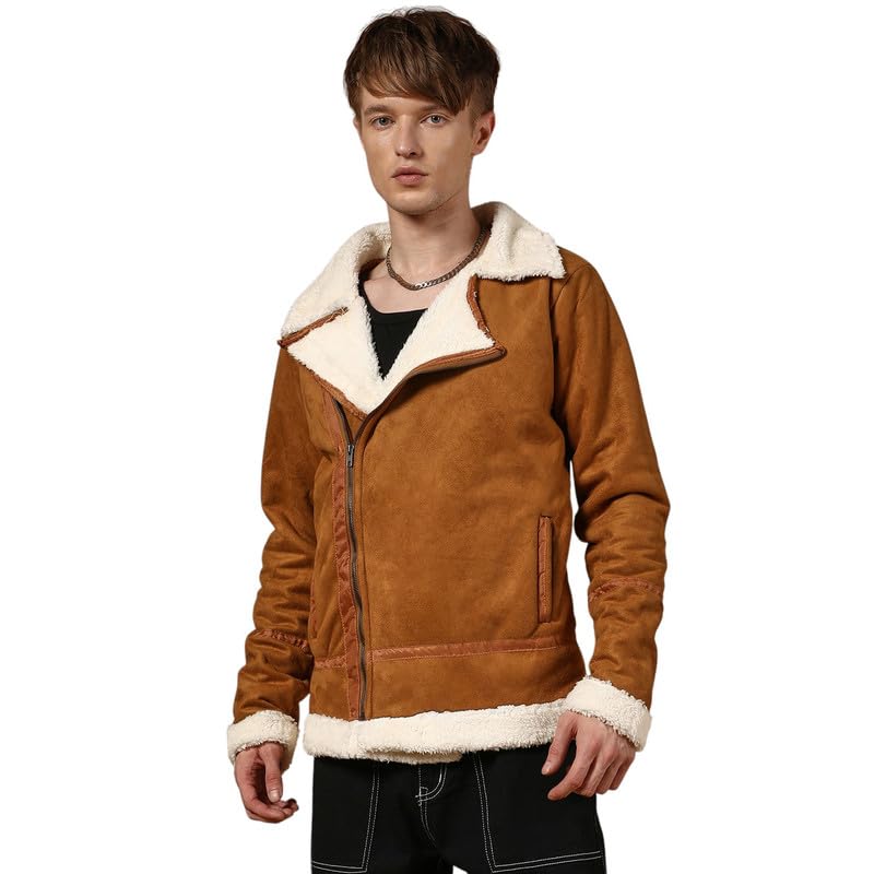 Image of CAHOOT Men's Carbon Lined Biker Jacket | Casual Wear | Spread Collar | Long Sleeve | Zipper Closure | Jacket Crafted With Comfort Fit | For Everyday Wear