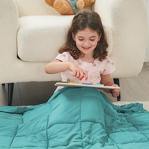 Image of yescool Weighted Blanket (5 lbs, 36 inch x 48 inch, Teal) Cooling Heavy Blanket, Perfect for 40-60 lbs, Breathable Throw Blanket Gifts with Premium Glass Bead, Machine Washable