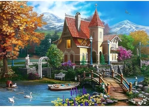QENSPE Diamond Painting Kit 5D Completo, Villaggio Diamond Painting Adulti, Pittura Diamante Paesaggio Diamond Painting per Principianti DIY Strass Decorazione per Pareti 30x40cm