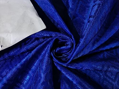 Tissu brocade de soie rigide bleu royal BRO218 pour éviter les tissus mous