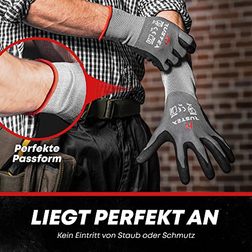 Foto von RUSTEX® Arbeitshandschuhe Gr. 09 (L) - Perfekte Passform - Schutzhandschuhe Herren mit extremer Langlebigkeit, Montagehandschuhe, kein Schweiß, atmungsaktiv
