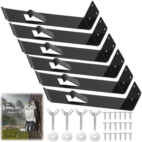 HZCGJMY 6 Pack Owl Mounting Bracket – Metal Bracket with Secure Clip Heavy Duty Owl Attachment Post Mount for Plastic Garden Owls