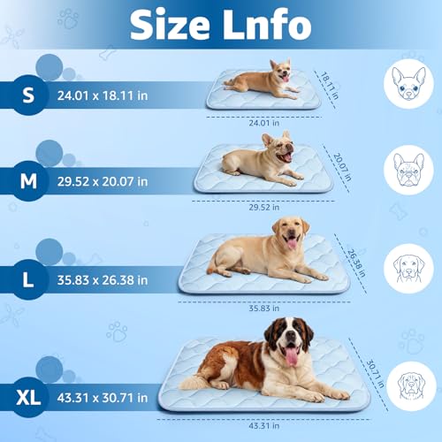 Dog Cooling Mat for Large Dogs, Long-Lasting Cool Pad for Dogs Outdoor & Indoor Use with Ice Silk Fabric & Waterproof Cover, Cooling Pet Bed 36" x 26", Non-Slip Washable Pet Blanket (Cryo Ice Blue) — view 4