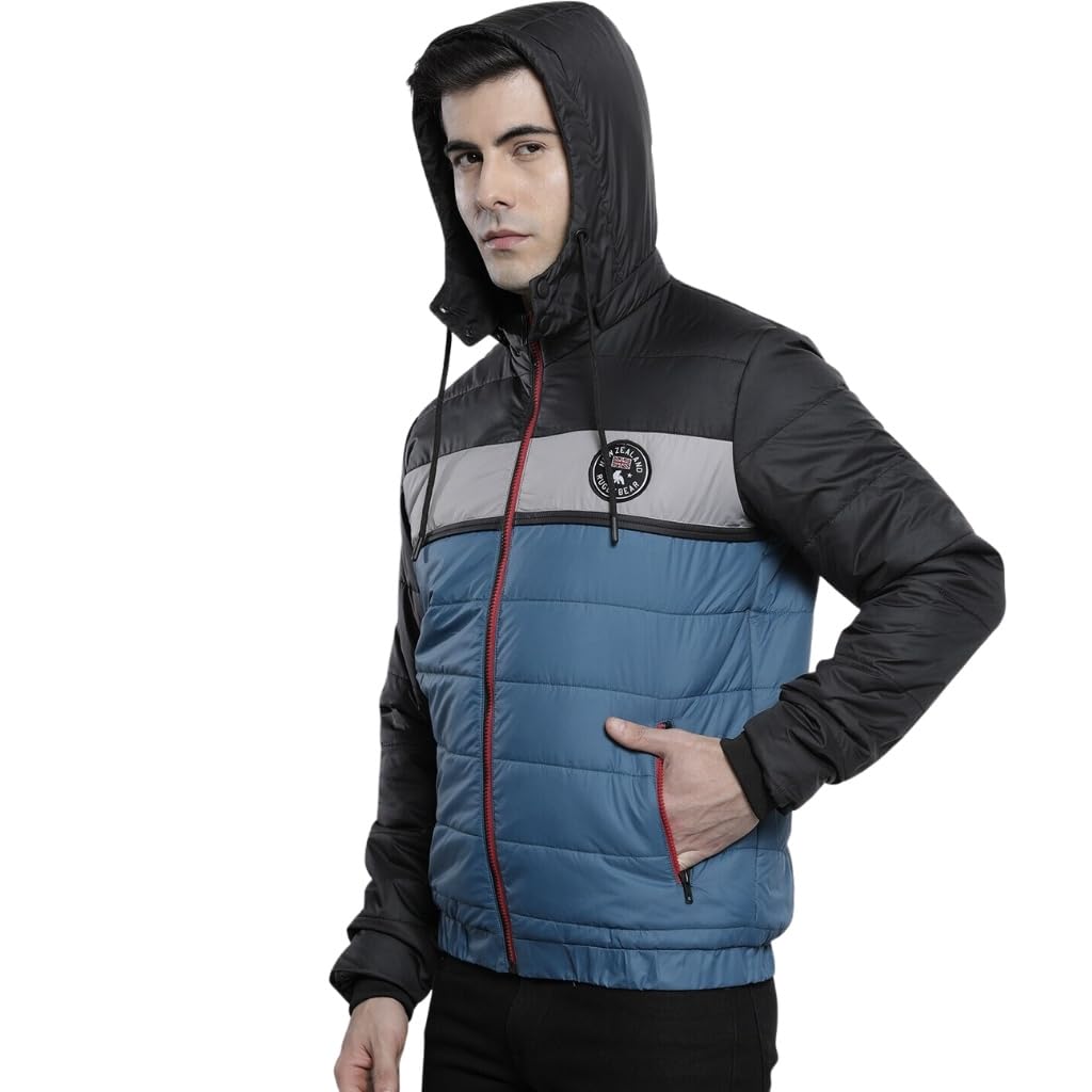 the indian garage co Men's Polyester Standard Length Slim Fit Solid Puffer Jackets-picture-25
