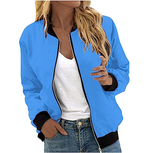 Womens Jacket Zip Up Casual Lightweight Jackets Trendy Outerwear Windbreaker Coat with Pockets