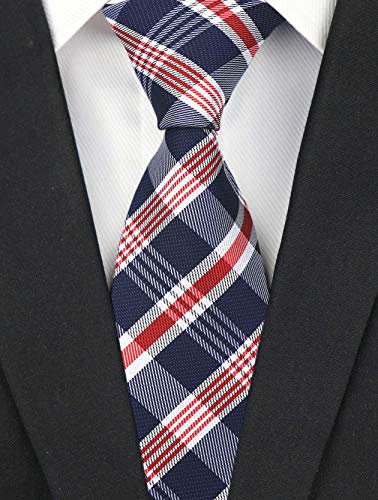 Kihatwin Red Blue White Mens Boy Ties Tartan Checked Skinny Neckties Gift For Boyfriend #TOP1