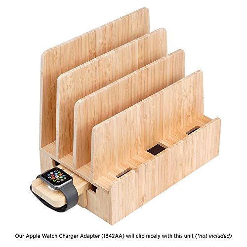 image for MobileVision Bamboo Charging Station & Multi Device Organizer Slim Ver