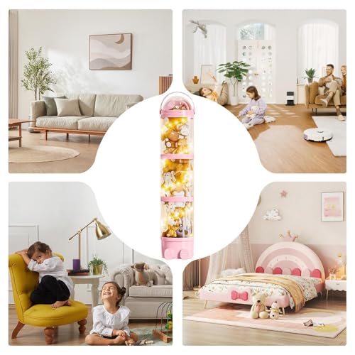Tube de rangement pour animaux en peluche avec structure verticale transparente